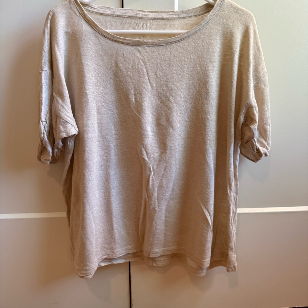 J. Crew Light Tan Linen Short Sleeve Tee